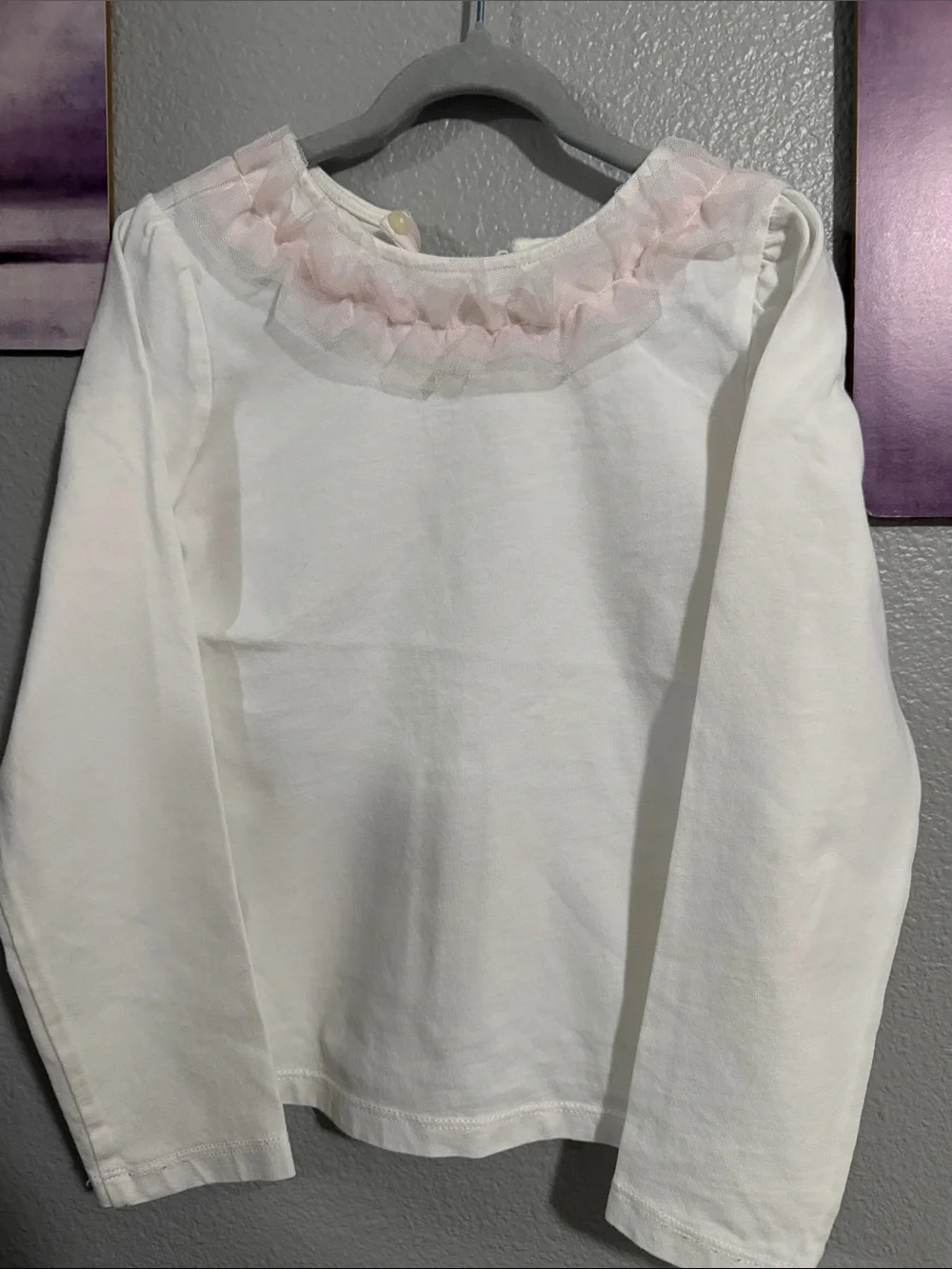 Janie and Jack size 6 girls long sleeve t shirt white gently used